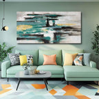 NBAODAN Large Abstract Wall Art Canvas Art Prints Black and White Home Wall Decor Green Neutral Artwork for Living Room Dining Room office 29x58 Inch