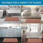 H.VERSAILTEX 2 Piece Set Bathroom Rugs Bath Mats Sets Super Absorbent Chenille Striped Bath Mats Non Skid Machine Wash Dry Rugs for Bathroom Floor (Muted Clay, 24 x 36 Plus 20 x 32 - Inches)