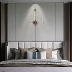 Modern Wall Clock Large Wall Clocks with Walnut Dial Silent Non-Ticking for Living Room Home Decor Bedroom Kitchen Office 17.8''× 24.4'' (Gold, Medium)