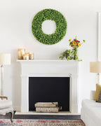 DDHS 20''Boxwood Wreaths for Front Door，Artificial Spring Wreaths for Farmhouse Wedding Green Year Round Indoor Outdoor for Fall Summer Christmas Wreath Home Decorations-Green