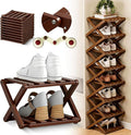 The 9-Tier No-Assembly Bamboo Rack, 2026 Upgraded Foldable 9 Tier Bamboo Corner Shoe Rack, Space-Saving Organizer for Shoes, No Assembly Narrow Shoe Shelf for Entryway Closet Dorm (Brown, 2 Layers)
