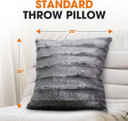 Cheer Collection Faux Fur Throw Pillows - Decorative Pillows for Couch, Bed Throw Pillows, Grey Accent Pillows for Bedroom or Living Room Aesthetic, Set of 2 Furry Throw Pillows, 20" x 20"