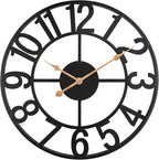 Wall Clock, 14 Inch Silent Battery Operated Wall Clocks for Living Room Decor, Modern Farmhouse Vintage Black Metal Indoor Outdoor Large Analog Clock for Bedroom, Kitchen, Patio - Black