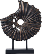 Unique Round Coin Sculpture Decorative Objects for Shelf Home Decor Accents, Modern Abstract Tabletop Decor Items for Living Room Fireplace Mantel, Above Cabinet (Black L)