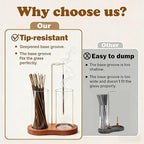 Incense Holder for Sticks 2 in 1 Incense Burner Holder with Storage & Ash Catcher Wooden Base, Glass Vessels, Metal Clip for Meditation, Yoga, Spa, Home & Garden Decor (Two Bases Included)