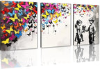 Novatique Banksy Canvas Wall Art for Bedroom Street Graffiti Wall Art Colorful Butterfly Painting Canvas Prints Pop Art Wall Decor for Living Room Office,12" x 16" x 3Pcs