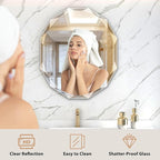 Bathroom Mirrors for Over Sink, Round Frameless Mirrors for Wall, 23.5x27.5 Inch Beveled Bathroom Mirror, Bathroom Vanity Circle Mirror for Bedroom Living Room Entryway Home Decor