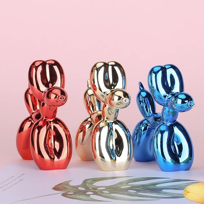Gold Balloon Dog Decor,Gold Room Decors,Balloon Animal Preppy Room Shelf Decor,Cute Statue Home Decors,Bedroom Modern Sculpture Desk Decoration,Golden Decorations Figurines