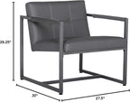 Studio Designs Home Modern Accent Chair Camber Mid-Century, Pewter Grey Metal Frame & Smoke Bonded Leather