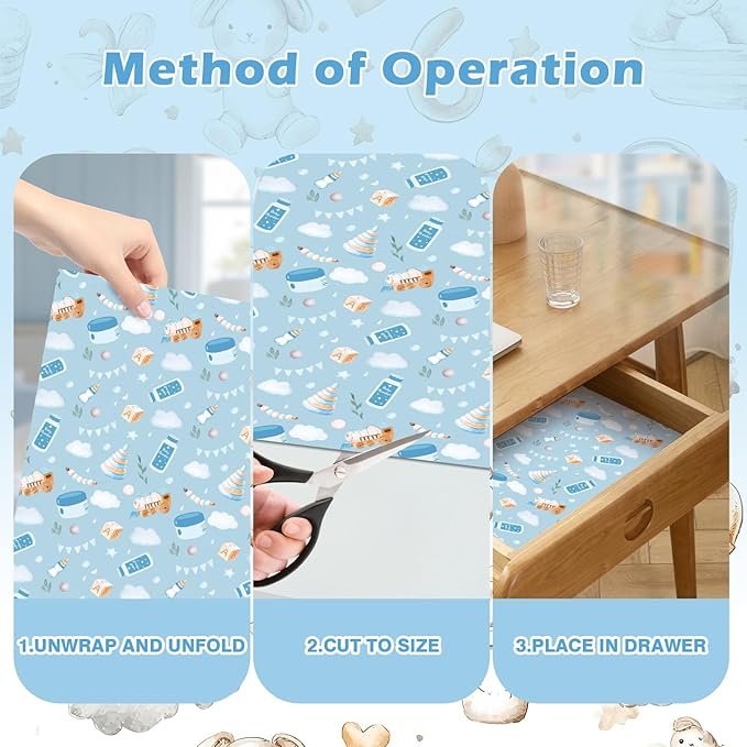 SCENTORINI Baby Powder Scented Drawer Liners, 6 Sheets Fragrant Paper Liners Non-Adhesive Paper Sheets for Home Closet, Dresser Drawers, for Home Fragrance