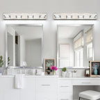OKELI LED Modern Bathroom Vanity Light Fixtures (4-Light, 30-Inch), Brushed Nickel Acrylic Bathroom Wall Lighting Fixtures Over Mirror, 3CCT, ETL Listed, Dimmable