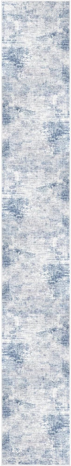 IOHOUZE Abstract Runner Rug 3x20 Ft Extra Long Washable Runners for Hallways, Non Slip Kitchen Runner Printed Faux Wool Entryway Runner Indoor, Modern Floor Carpet for Hall Stair, Light Blue White