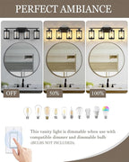 4-Light Black Bathroom Light Fixtures, 29 Inch Modern Bathroom Vanity Lighting Fixtures Over Mirror with Clear Glass and Metal Cage Wall Sconce Lights for Bath, E26, OS-3014BK-4W
