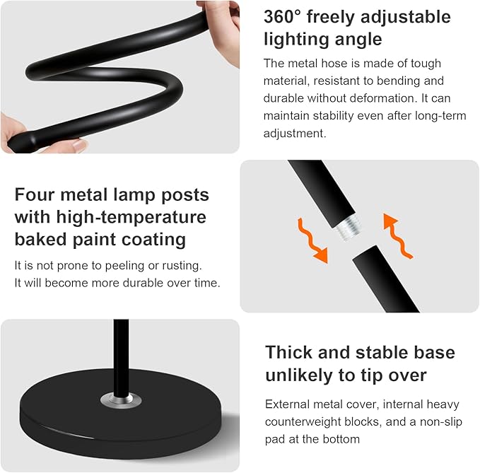 Bright LED Eye-Friendly Floor Lamp with Remote and Touch Dimmer & Adjustable Color Temperature, Smart Gooseneck Standing Light for Living Room,Kids Bedroom, Home Office Desk,Library Study Reading