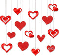 16 Pack Valentines Hanging Decorations, Glitter Valentine Hanging Hearts, Valentine Heart Ornaments for Valentines Day Party Supplies Decorations