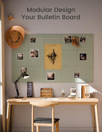Large Felt Bulletin Board 48" x 36" Cork Board Alternative-12 Pack with 70 Safe Removable Adhesive Tabs, Cork Boards for Walls Felt Board for Home Office Classroom Pin Board - Sage Green