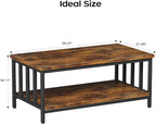 Homeiju Coffee Table for Living Room, Farmhouse Living Room Table with Slatted Sides Frame for Home Office, Apartment, 39 inch Rustic Black and Brown