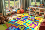 Booooom Jackson Kids Rug ABC Educational Rugs, 4'11x6'7'' Non-Slip Alphabet Carpet Preshool Rug for Kidsroom, Playroom, Daycare, School, Classroom, Yellow