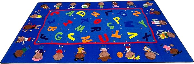 KIDCARPET.COM Friends Together Rectangle Classroom Rug | Bordered Area Rug for Preschool Daycare Learning, 6' x 8'6"