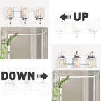 zeyu 3-Light Modern Vanity Lights for Bathroom, 20.5" Industrial Bathroom Lights Over Mirror with Clear Glass Shade, Chrome Finish, ZSL72B-3W CH