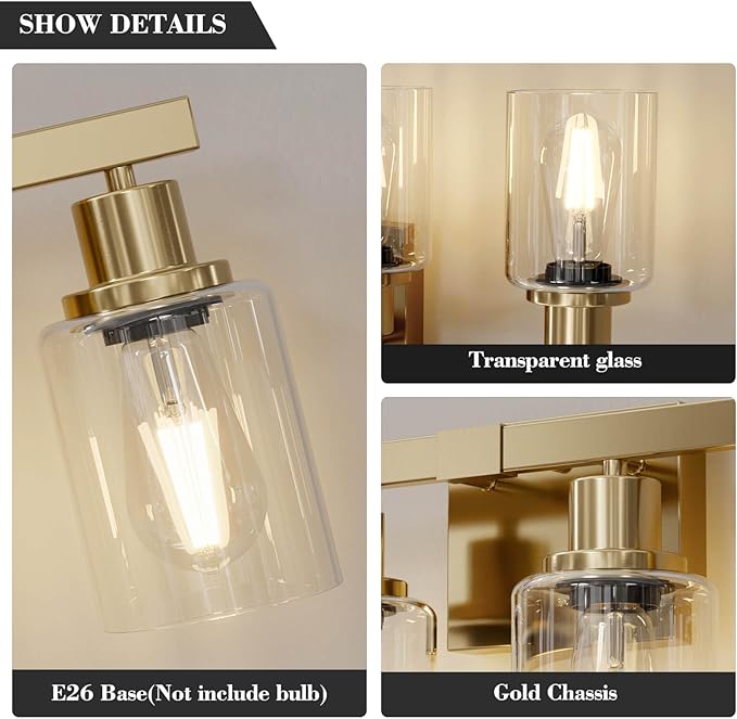 6 Light Gold Bathroom Vanity Light,Bathroom Light Fixtures, 38" Modern Brushed Gold Vanity Lighting Fixtures for Bathroom Over Mirror, Gold Sconces Wall Lighting for Bedroom