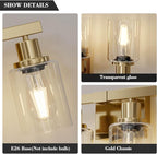 6 Light Gold Bathroom Vanity Light,Bathroom Light Fixtures, 38" Modern Brushed Gold Vanity Lighting Fixtures for Bathroom Over Mirror, Gold Sconces Wall Lighting for Bedroom
