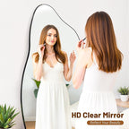 Antok Full Length Mirror, 68"x26" Floor Mirror with Stand, Standing Hanging Leaning Irregular Mirrors for Bedroom Living Room Entryway, Cloud Shaped, Black