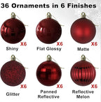 GameXcel Christmas Balls Ornaments for Xmas Tree - Shatterproof Christmas Tree Decorations Small Hanging Ball Wine Red 1.6 Inch x 36 Pack