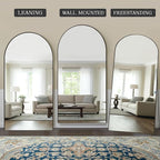 MISSDAY Oversized Arched Full Length Mirror, 83"x44" Black Full Body Mirror with Stand, Floor Mirror Large Free Standing, Leaning or Hanging, Aluminum Frame Mounted Mirrors Wall Mirrors for Bedroom
