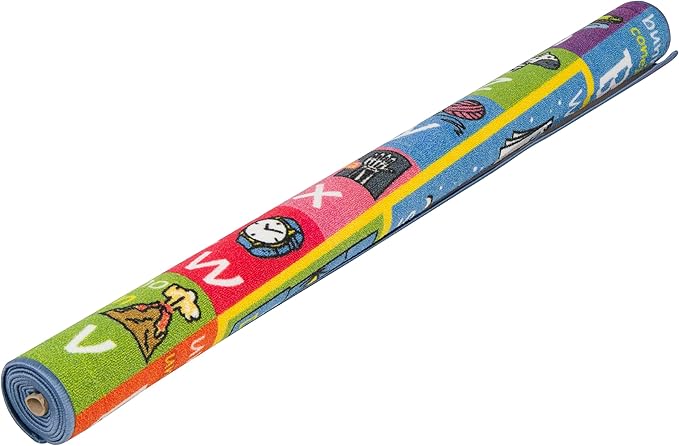 KC Cubs Bilingual Educational Kids Rug – English & Spanish ABC, Seasons & Days Mat – Language Learning Carpet Classroom & Playroom Baby-Toddler 5X7