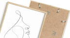 Minimalist Woman Profile Wall Art Upward Gaze Continuous Line Drawing Feminine Face 24x36 Inch Oak Wood Beige Framed Modern Aesthetic Print for Living Room