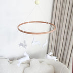 Felt Bunny Crib Mobile for Baby Girls Boys, Handmade Wooden Nursery Hanging Decor, Neutral Rabbit Baby Mobile for Crib Bassinet, Cute Crib Toys Hanging