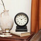 NIKKY HOME Mantel Clock, Retro Desk Clock Silent-Non-Ticking Battery Operated Wooden Mantel Clock for Living Room, Bedroom, Shelf Decoration, Fireplace, Farmhouse Decor