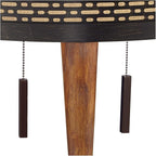 Franklin Iron Works Hunter Modern Mid Century Farmhouse Rustic Floor Lamp 64" Tall Bronze Cherry Wood Perforated Metal Cream Linen Double Drum Shade for Living Room Reading Bedroom Office House