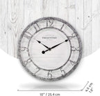 Presentime & Co 10" Farmhouse Series Wall Clock, Quartz Movement, Shiplap Style, Raised 3D Arabic Numeral, Galvanized Finish