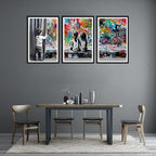 Novatique Banksy Wall Art Street Graffiti Wall Art Behind the Curtain Graffiti Artwork for Living Room Bedroom Office,24" x 36" x 3pcs