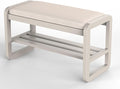 Solid Wood Shoe Rack, 2 Tier Shoe Storage Bench with Cushion Seat, 8 Pair Shoe Organizer for Entryway, White, 32 Inch