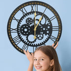 24 Inch Wall Clock, Gear Clock, Silent Non Ticking, Battery Operated Large Wall Clocks for Living Room Decor, Kitchen, Office (Vintage Industrial Steampunk)