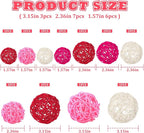 SANNIX 16 Pcs Valentine's Day Rattan Balls for Bowls,Pink and Red Decorative Balls Decor for Wedding Home Table Vase Decorations