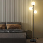 67" Mid Century Floor Lamps for Living Room, 3 Globe Floor Lamp with Frosted Glass Shades, Adjustable Height Standing Lamp with Foot Switch, Tall Lamps for Bedroom Office, G9 Bulbs Included, Black