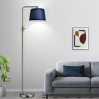 Nintiue Dimmable Floor Lamp, 1000 Lumens LED Edison Bulb Included, Brushed Nickel Arc Standing Tall Floor Lamp with Blue Shade for Living Room Bedroom Office Dining Room