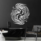 Maclou Koi Metal Wall Art, Fish Metal Wall Decor, Koi Fish Wall Decor, Japanese Art Wall Hangings for Living Room, Bathroom. Bathroom (Black,19"x17" / 47x42cm)