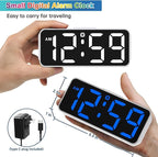 Peakeep Small Digital Alarm Clock Plug in for Kids Bedroom Bedside Nightstand, 8 RGB Colors Large Display Dimmable 6 Brightness, Corded Electric Battery Backup (White - RGB)