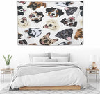 VUMIVI Dog-Head Tapestry Cartoon Pet Illustrations Cute Funny Animals Colorful Graffiti Tapestry Wall Hanging for Living Room Bedroom Dorm Classroom Aesthetic Decor W90xL60in