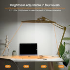 LED Desk Lamp with Clamp, Dimming Task Lamp for Reading Desktop Office Workbench Table Architect Sewing Study Home Craft, 117PCS LEDs, 2200 Lumens 20 Inch Metal Swivel Arm Work Lamp (Gold)
