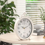 Abdurey Vintage Table Clock on Stand, Desk and Shelf Decorative Clock, French Rustic Style Antique White Mantel Clocks for Living Room,Farmhouse,Bedroom,Bedside,Gift Clocks