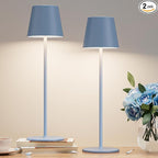 Kakanuo Cordless Table Lamp Rechargeable Blue - KK 2 Pack 5000mAH Battery Operated Lamp for Dining Table, 3 Color Stepless Dimming Wireless Lamp for Counter, Outdoor Patio, Touch Control