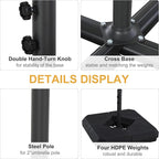 Outsunny 4-Piece Outdoor Patio Offset Umbrella Base Stand Weight Holder w/Cross Base for Powerful Support, 158lbs Sand or 132lbs Water Filled, Black