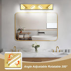 Modern LED Bathroom Lights Fixtures(4-Light),Metal Gold Acrylic Wall Lighting,Vanity Lights for Bathroom Over Mirror(6000k 27in)