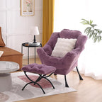 Lazy Chair with Ottoman, Large Purple Lounge Accent Chair with Ottoman and FA Throw Pillow, Comfy Plush Reading Chair for Living Room Bedroom Dorm Room Office Apartment Relaxing Use